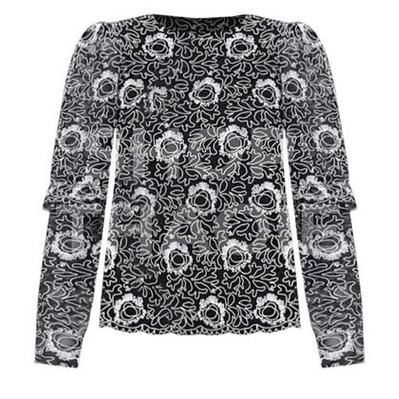 TUCKERNUCK Black Lace Baldwin Blouse Size L NWT Retail $198 Tuckernuck - Picture 8 of 8